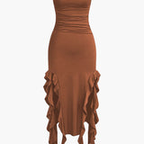 Harper | Bandeau Maxi Dress with Elegant Ruffle Detail