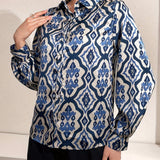 Evelina | Graphic Print Button-Up Blouse with Elegant Fit