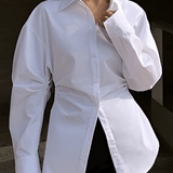 Ilaria | White Oversized Shirt with Defined Waist and Classic Collar