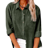 Naomi | Long Sleeve Cotton Linen Blouse with Pockets
