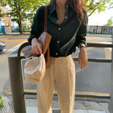 Lucy | Satin Blouse with Button Closure