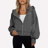 Imogen | Women's Cropped Relaxed Fit Zip Hoodie with Drawstring