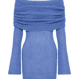 Saffron | Sheer Off-Shoulder Knitted Mini Dress