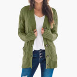 Oliver | Women's Button-Up Cardigan with Pockets and Cable Knit Texture