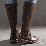Scarlett | Women's Classic Leather Knee Boots with Buckle