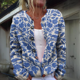 Florence | Women's Printed Knit Long Sleeve Cardigan with Button Front