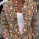 Florence | Women's Printed Knit Long Sleeve Cardigan with Button Front