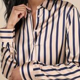 Alina | Striped Button-Up Blouse with Elegant Finish