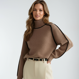 Chloe | Women's Oversized Ribbed Knit Sweater with Roll Neck