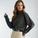 Chloe | Women's Oversized Ribbed Knit Sweater with Roll Neck