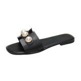 Matilda | Leather Slides with Pearl Detail