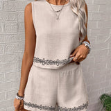 Lila | Boho Summer Two-Piece Set with Sleeveless Top and Shorts