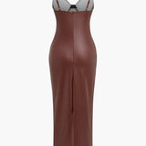 Lysandra | Faux Leather Corset Maxi Dress