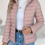 Women's Lightweight Quilted Puffer Jacket with Stand Collar – Slim Fit Autumn Winter Coat