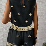 Lila | Boho Summer Two-Piece Set with Sleeveless Top and Shorts