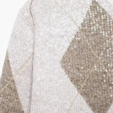 Ivy | Cropped Argyle Knit Cardigan