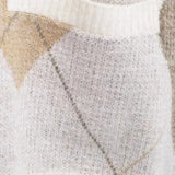 Ivy | Cropped Argyle Knit Cardigan