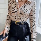 Seraphine | Long Sleeve Printed Button-Up Blouse