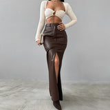 Violet | Maxi Skirt in Leather-Look Finish