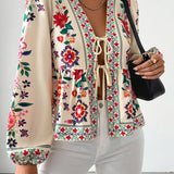 Annelise | Floral Print Tie-Front Blouse with Elegant Fit
