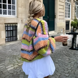 Matilda | Women's Striped Open-Front Knit Cardigan