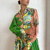 Junia | Vintage Print Maxi Dress with Polo Collar