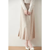 Freya | Merino wool A-line midi skirt with elastic waistband