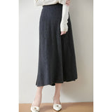 Freya | Merino wool A-line midi skirt with elastic waistband