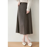 Freya | Merino wool A-line midi skirt with elastic waistband