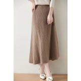 Freya | Merino wool A-line midi skirt with elastic waistband