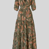 Lysandra | Printed Maxi Dress with V-Neck and Flowing Silhouette