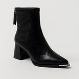 Lena | Ankle Boots with Pointed Toe & Block Heel – Minimalist & Elegant