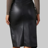 Amara | Asymmetrical Midi Skirt in Vegan Leather