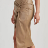 Amara | Asymmetrical Midi Skirt in Vegan Leather