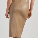 Amara | Asymmetrical Midi Skirt in Vegan Leather
