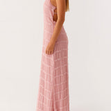 Lydia | Halter neck maxi dress with a fluid elegant drape