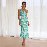 Cecily | Women’s Floral Maxi Dress with Asymmetrical Design
