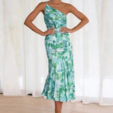 Cecily | Women’s Floral Maxi Dress with Asymmetrical Design