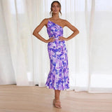 Cecily | Women’s Floral Maxi Dress with Asymmetrical Design