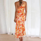 Cecily | Women’s Floral Maxi Dress with Asymmetrical Design