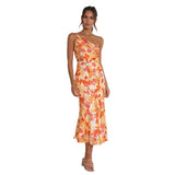 Cecily | Women’s Floral Maxi Dress with Asymmetrical Design