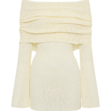 Saffron | Sheer Off-Shoulder Knitted Mini Dress