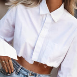 Salma | Cropped Women's Blouse with Raw Cut – Modern, Urban & Statement-Making