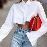 Salma | Cropped Women's Blouse with Raw Cut – Modern, Urban & Statement-Making