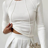 Fenna | Structured Seam Long Sleeve Top For Woman