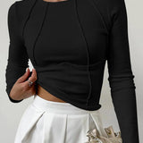 Fenna | Structured Seam Long Sleeve Top For Woman