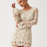 Elowyn | Long Sleeve Crocheted Mini Dress