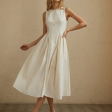 Reuben | Sleeveless Pleated Midi Dress with breathable summer elegance