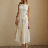 Reuben | Sleeveless Pleated Midi Dress with breathable summer elegance