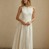 Reuben | Sleeveless Pleated Midi Dress with breathable summer elegance